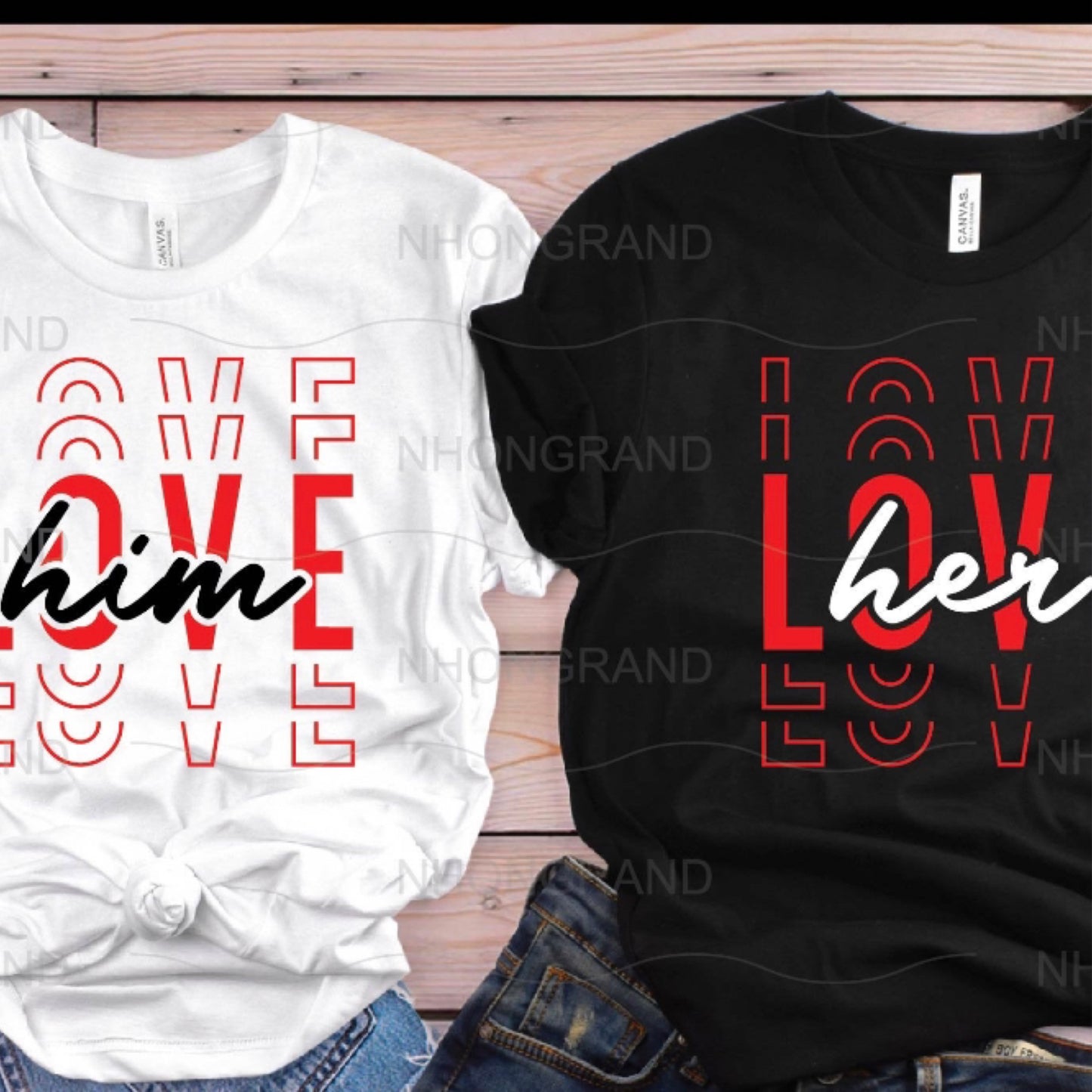 Couples Tee: Love Him/Love Her